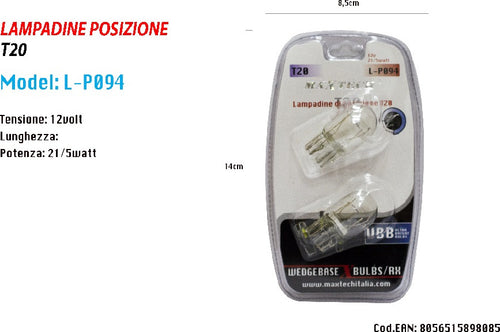 Lampadine Di Posizione T20 12 V 21 / 5 W Maxtech L-p094 Lampadine Ultra Luminose Auto e Moto/Parti per auto/Luci lampadine e indicatori/Lampadine/Lampadine per esterno Trade Shop italia - Napoli, Commerciovirtuoso.it