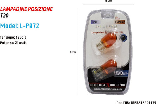 Lampadine Di Posizione T20 Maxtech L-p072 12 V 21 Watt Lampadine Ultra Luminose Auto e Moto/Parti per auto/Luci lampadine e indicatori/Lampadine/Lampadine per esterno Trade Shop italia - Napoli, Commerciovirtuoso.it