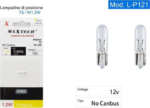 Lampadine Di Posizione T5 L-p121 12 Volt 1.2 Watt Luce Calda Alogena No Canbus Auto e Moto > Auto > Illuminazione Auto Trade Shop italia - Napoli, Commerciovirtuoso.it