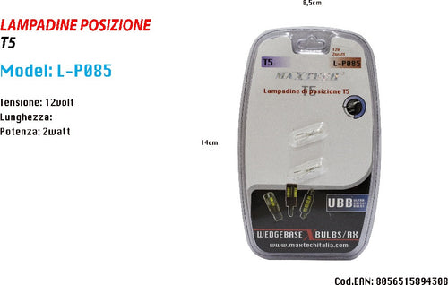 Lampadine Di Posizione T5 Maxtech L-p085 Lampadine Ultra Luminose Auto 12v 2watt Auto e Moto/Parti per auto/Luci lampadine e indicatori/Lampadine/Lampadine per esterno Trade Shop italia - Napoli, Commerciovirtuoso.it