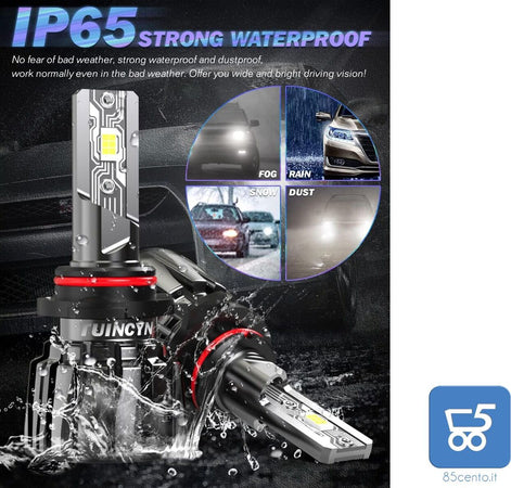 Lampadine LED 12000LM 60W HB4, TUINCYN +400% di Luminosità 9006 per Fari Abbaglianti o Anabbaglianti 6000K Bianca Forte Sostituzione per Alogena, 2 PZ