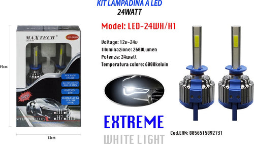 Lampadine Led Per Auto H1 24w 12v 24v Coppia Lampade Ricambio Maxtech Led-24wh/h1 Auto e Moto/Parti per auto/Luci lampadine e indicatori/Lampadine/Lampadine per esterno Trade Shop italia - Napoli, Commerciovirtuoso.it