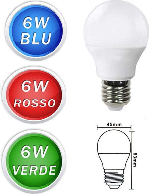 Lampadine Led Sfera 6 W E27 Luce Colorata Verde Blu Rossa Lampada Globo G45 Casa, arredamento e bricolage > Illuminazione da interno > Lampade Led Trade Shop italia - Napoli, Commerciovirtuoso.it