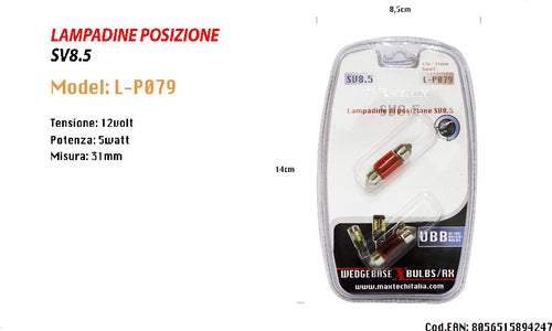 Lampadine Posizione Sv8.5 12v / 31mm 5w Maxtech L-p079r Lampadine Ultra Luminose Auto e Moto/Parti per auto/Luci lampadine e indicatori/Lampadine/Lampadine per esterno Auto e Moto/Parti per auto/Luci lampadine e indicatori/Lampadine/Lampadine per esterno Trade Shop italia - Napoli, Commerciovirtuoso.it