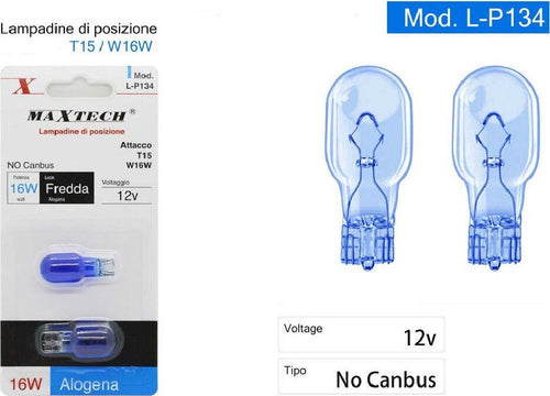 Lampadine Posizione T15 W16w 12v Auto 16w Luce Fredda Alogena No Canbus L-p134 Auto e Moto > Auto > Illuminazione Auto Trade Shop italia - Napoli, Commerciovirtuoso.it