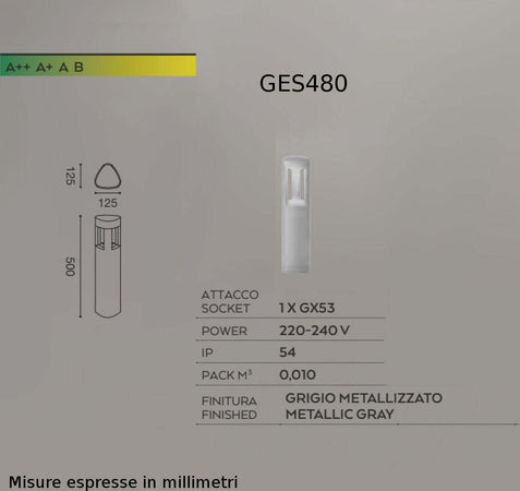 Lampioncino-alluminio-Gea-Led-JANET-GES480-50H-LED-lampada-terra-grigio-metallizzato-moderna-esterno-Gx53-IP54