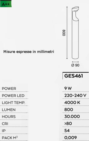 Lampioncino-alluminio-policarbonato-Gea-Led-ANHUR-GES461-80H-LED-lampada-terra-grigio-antracite-moderna-esterno-IP54