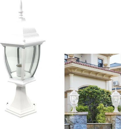 Lampioncino-Da-Cancello-Lampione-Per-Giardino-Lanterna-In-Vetro-E27-Bianco-Es45-Universo