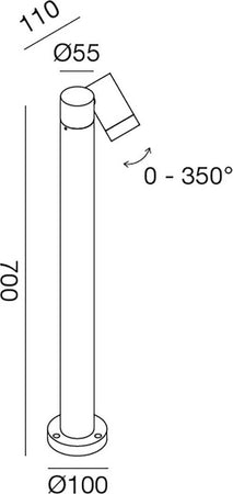 Lampioncino-esterno-Gea-Led-GES1121-70H-GU10-LED-antracite-lampada-terra-spot-orientabile-moderna-alluminio