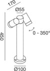 Lampioncino-esterno-Gea-Led-GES1122-45H-GU10-LED-antracite-lampada-terra-spot-orientabile-moderna-alluminio