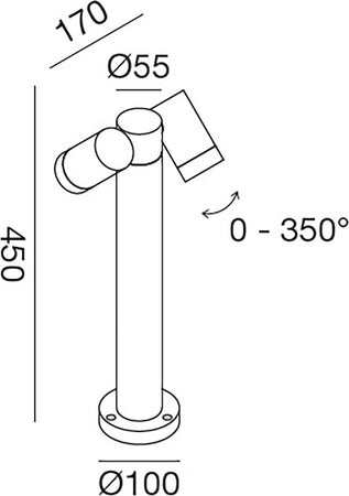 Lampioncino-esterno-Gea-Led-GES1122-45H-GU10-LED-antracite-lampada-terra-spot-orientabile-moderna-alluminio