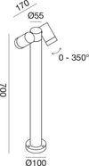 Lampioncino-esterno-Gea-Led-GES1123-70H-GU10-LED-antracite-lampada-terra-spot-orientabile-moderna-alluminio