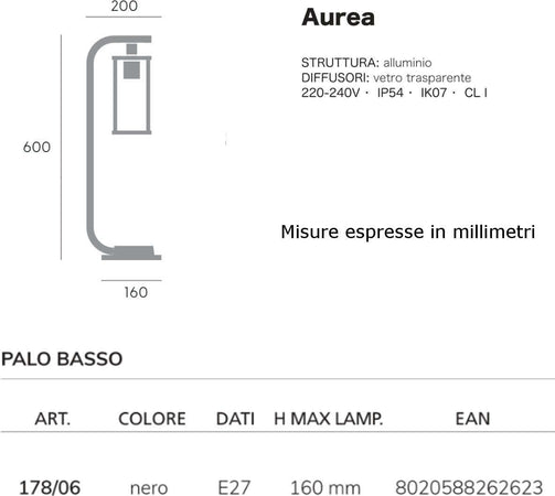 Lampioncino-esterno-moderno-Sovil-AUREA-178-06-NERO-E27-LED-alluminio-lampada-terra