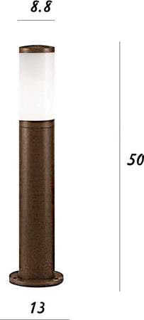 Lampioncino-esterno-Sovil-PANAMA-826-36-E27-LED-alluminio-corten-lampada-terra-esterno