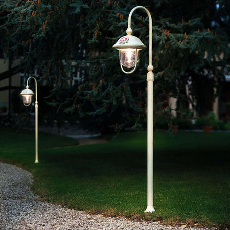 Lampioncino-palo-classico-Ferroluce-BARI-A303-TE-E27-LED-alluminio-lampada-terra