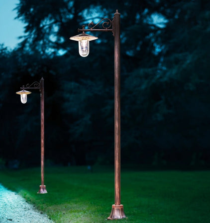 Lampioncino-palo-classico-Ferroluce-GENOVA-A403-TE-E27-LED-alluminio-lampada-terra