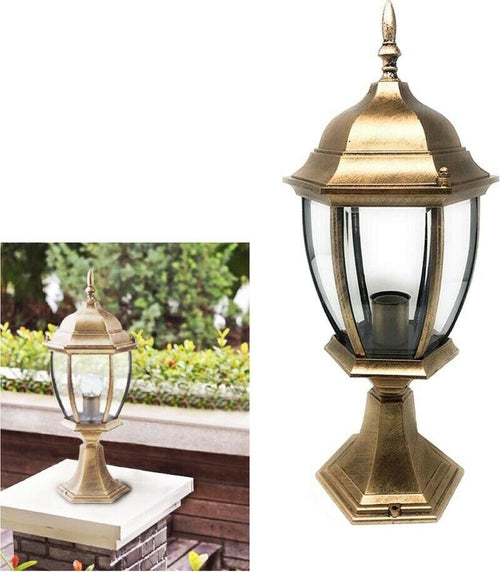 Lampioncino-Per-Cancello-Lampione-Lanterna-In-Vetro-Attacco-E27-Bronzo-Es45-Universo