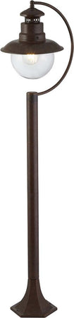 Lampione-Da-Esterno-Rustico-Country-Stazione-Acciaio-Marrone-Vetro-1-Luce-E27