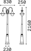 Lampione-Esterno-Rustico-Country-Cima-Alluminio-Antracite-2-Luci-E27