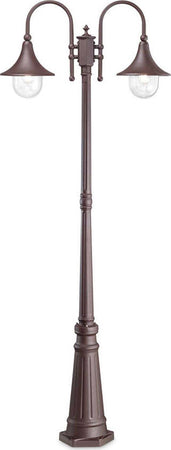 Lampione-Esterno-Rustico-Country-Cima-Alluminio-Coffee-2-Luci-E27