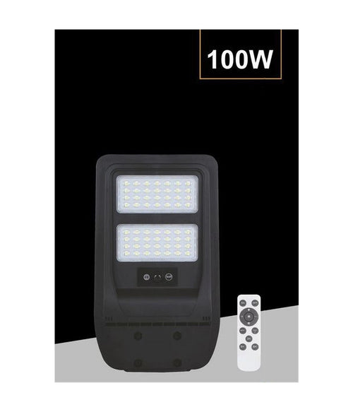 Lampione Faretto Solare 100w Con Sensore Crepuscolare Luce Naturale 4000k Tr-100w