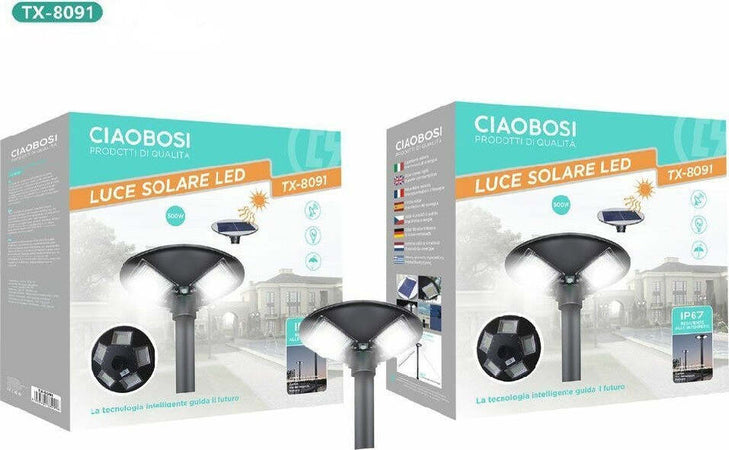 Lampione Faro Giardino Stradale Crepuscolare Ufo Pannello Solare Led 500w Tx-8091 Illuminazione/Illuminazione per esterni/Lampioni Trade Shop italia - Napoli, Commerciovirtuoso.it