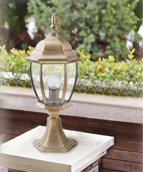 Lampione Giardino 49cm Lanterna In Vetro E27 Luce Esterno Alluminio Es45 Bronzo Illuminazione/Illuminazione per esterni/Lampioni Trade Shop italia - Napoli, Commerciovirtuoso.it