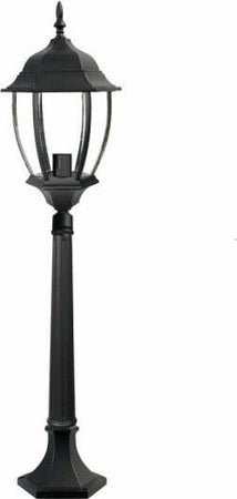 Lampione-Giardino-870-Mm-Nero-Lanterna-In-Vetro-E27-Luce-Esterno-Alluminio-Es39