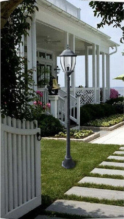 Lampione-Giardino-Lanterna-Nero-Vetro-E27-Luce-Esterno-Alluminio-178x24-Cm-Es35