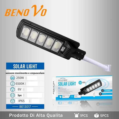 LAMPIONE-LED-CON-PANNELLO-SOLARE-SENSORE-di-MOVIMENTO-e-CREPUSCOLARE-250W-LUCE-FREDDA-IP65-+TELECOMANDO