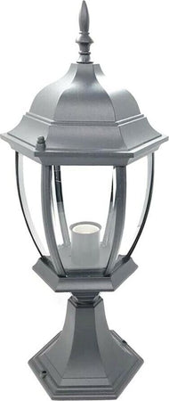 Lampione-Per-Cancello-Lampioncino-Lanterna-In-Vetro-Attacco-E27-Grigio-Es45-Universo
