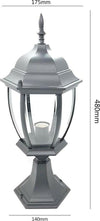 Lampione-Per-Cancello-Lampioncino-Lanterna-In-Vetro-Attacco-E27-Grigio-Es45-Universo