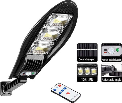 Lampione-solare-126-LED-sensore-di-movimento-LUCE-FREDDA-6500K-TELECOMANDO-IP65--W778B