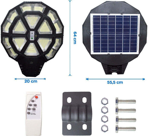 Lampione-Solare-500w-Faro-Led-Sensore-Crepuscolare-Luce-Fredda-Ip66-Telecomando