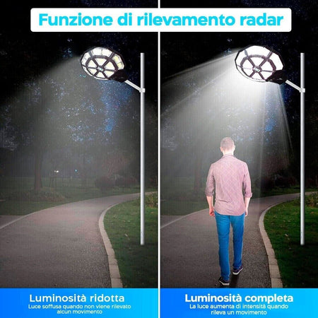 Lampione-Solare-500w-Faro-Led-Sensore-Crepuscolare-Luce-Fredda-Ip66-Telecomando