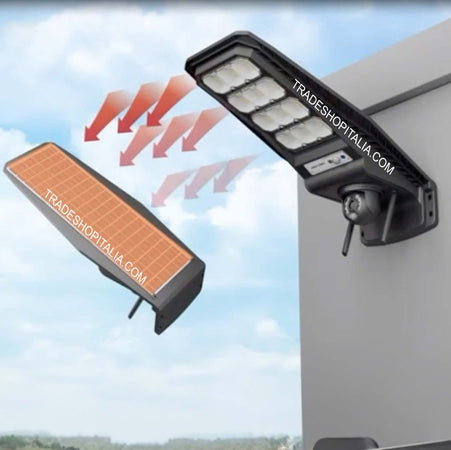 Lampione Solare Sensore Di Movimento E Telecomando Con Telecamera Ip Integrata Illuminazione/Illuminazione per esterni/Lampade da parete Trade Shop italia - Napoli, Commerciovirtuoso.it