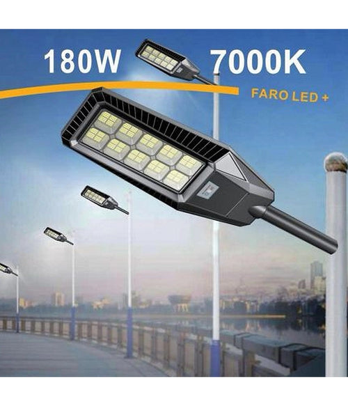 Lampione Stradale Faro A Led Solare Per Esterno 180w Luce 7000k Sl-606-250-7000k