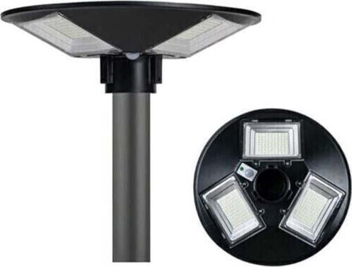 LAMPIONE-STRADALE-LED-CON-PANNELLO-SOLARE-CREPUSCOLARE-150W-LUCE-FREDDA-IP66-UFO