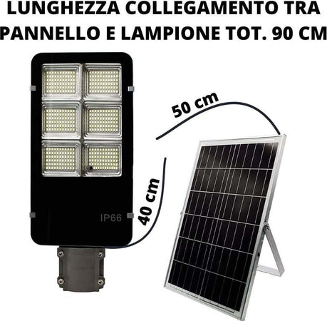 LAMPIONE-STRADALE-LED-PANNELLO-SOLARE-STAFFA-E-TELECOMANDO-100W-200W-300W-400W-500W-600W-CREPUSCOLARE-IP66