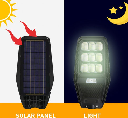 Lampione Stradale Luce Energia Solare Led 100watt Sensore Pir Staffa Telecomando Illuminazione/Illuminazione per esterni/Lampioni Trade Shop italia - Napoli, Commerciovirtuoso.it