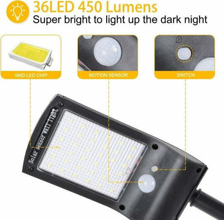 Lampione Stradale Pannello Energia Solare Faro Fotovoltaico Esterno 36 Led Luce Illuminazione/Illuminazione per esterni/Lampioni Trade Shop italia - Napoli, Commerciovirtuoso.it