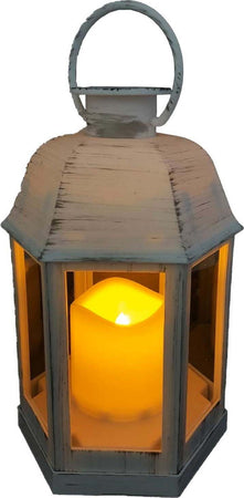 Lanterna a led con candela effetto reale in plastica anticata per esterno h 22 cm Casa e cucina/Decorazioni per interni/Addobbi e decorazioni per ricorrenze/Decorazioni natalizie/Ghirlande e corone MagiediNatale.it - Altamura, Commerciovirtuoso.it