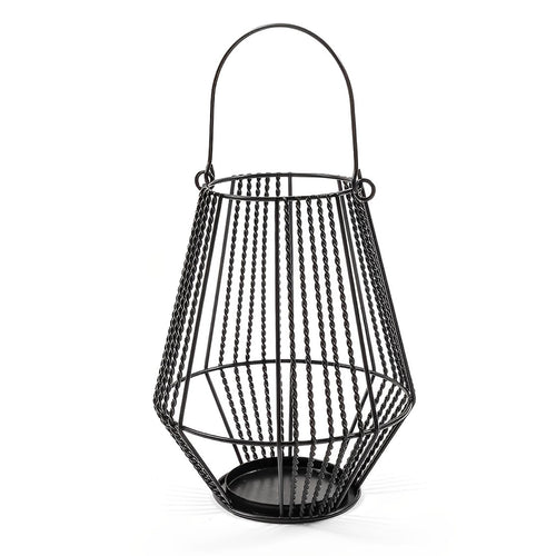 Lanterna in metallo decorativa per interno ed esterno con portacandela h 20 cm