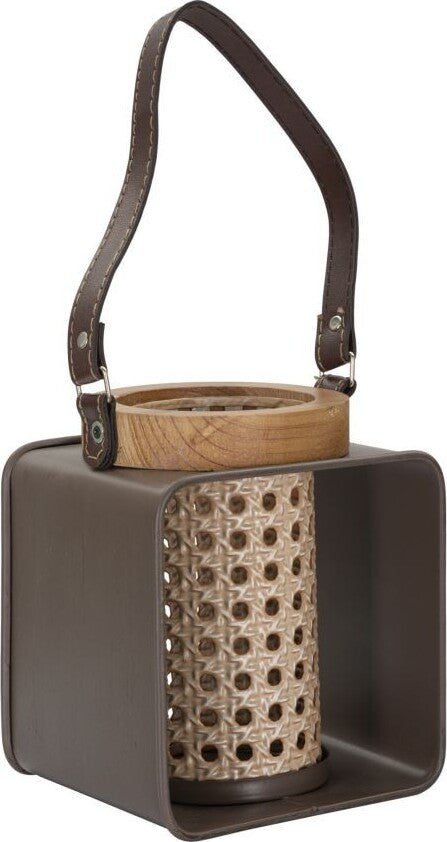 Lanterna Iron-Rattan Cm 16X13X20 Illuminazione/Illuminazione per esterni/Lanterne Led Mall Home - Napoli, Commerciovirtuoso.it