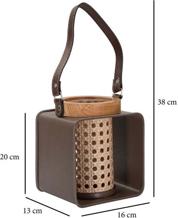 Lanterna Iron-Rattan Cm 16X13X20 Illuminazione/Illuminazione per esterni/Lanterne Led Mall Home - Napoli, Commerciovirtuoso.it