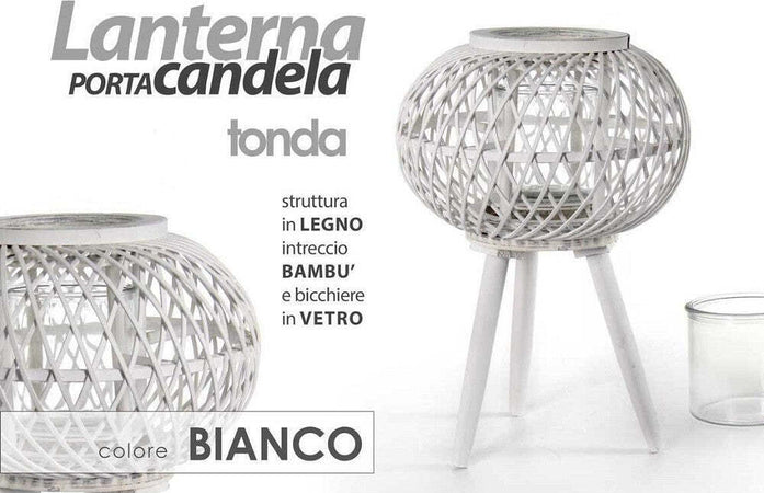 Lanterna Portacandela Con Piedi Tonda 17x46cm In Legno Bamb? Vetro Bianco 777929 Illuminazione/Illuminazione per esterni/Lanterne Trade Shop italia - Napoli, Commerciovirtuoso.it