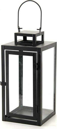 Lanterna Portacandela In Vetro Metallo Nero 15x15x32cm Moderna Industrial 765001 Illuminazione/Illuminazione per esterni/Lanterne Trade Shop italia - Napoli, Commerciovirtuoso.it