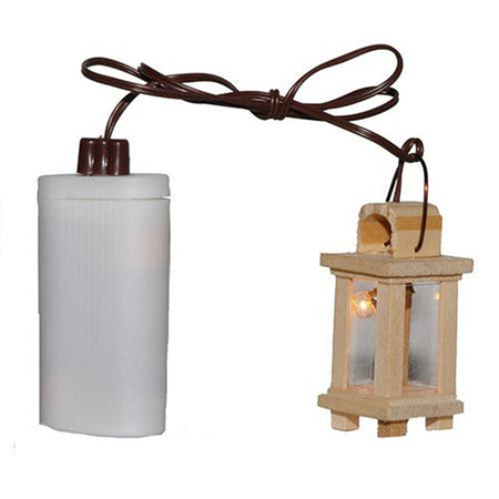 Lanterna natalizia per presepe color legno con led funzionante a batteria