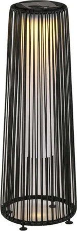 Lanterna-Solare-da-Giardino-LED-con-Pannello-di-Ricarica-in-Rattan-e-Metallo-,-Ø21.5x61cm,-Nero-XN5866-066BKXN5