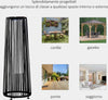 Lanterna-Solare-da-Giardino-LED-con-Pannello-di-Ricarica-in-Rattan-e-Metallo-,-Ø21.5x61cm,-Nero-XN5866-066BKXN5